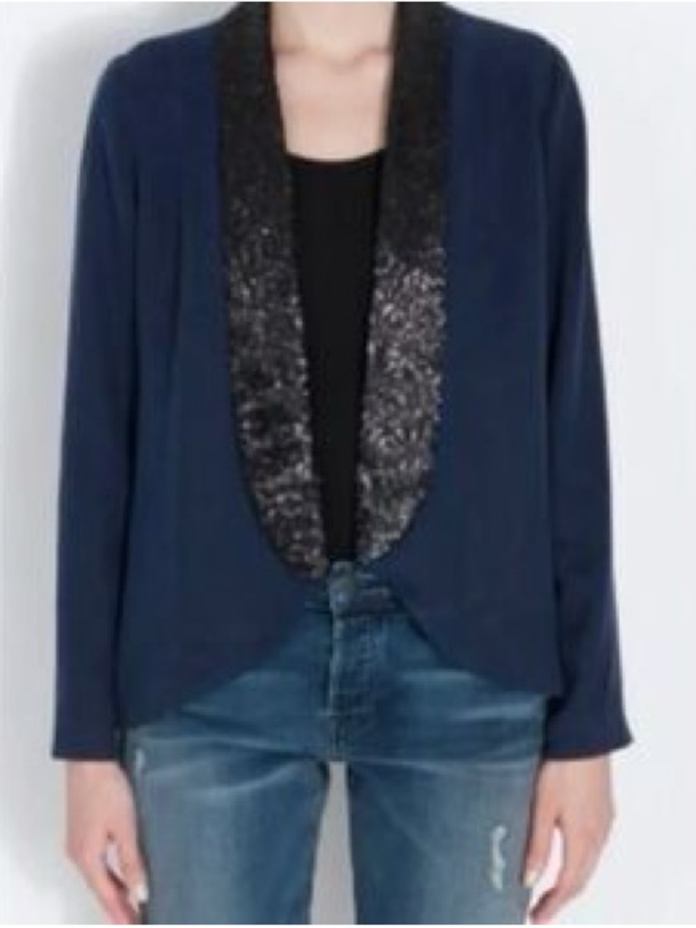 XS navy and black sequins jacket cardigan